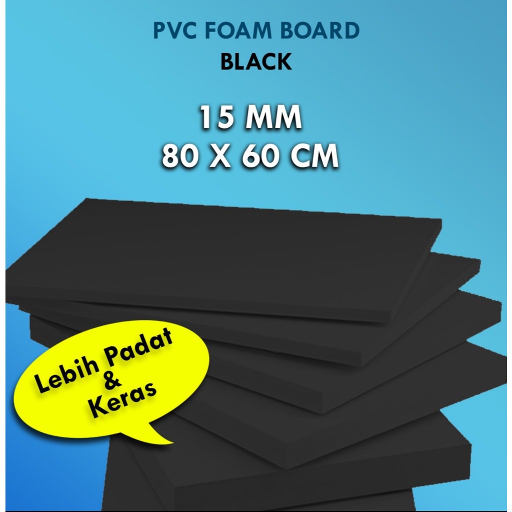 PVC FOAM BOARD BLACK 15 MM UKURAN 80 CM X 60 CM