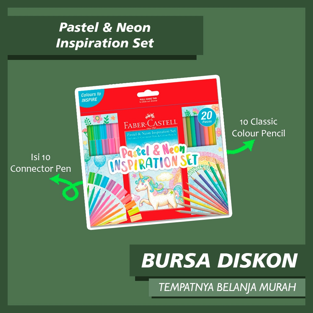 

Set Alat Tulis Faber Castell 155035A Creative Colouring Set Pastel Neon Pack 20 Faber-Castell Spidol Warna Marker Connector Pen Pencil Neon Pastel special Inspiration set