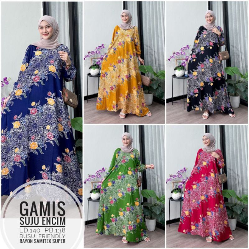 GAMIS SUJU ENCIM Super Jumbo Samitex Super Rayon Tebal Adem Nyaman Berkualitas Ld 150 Pb 141 Batik C