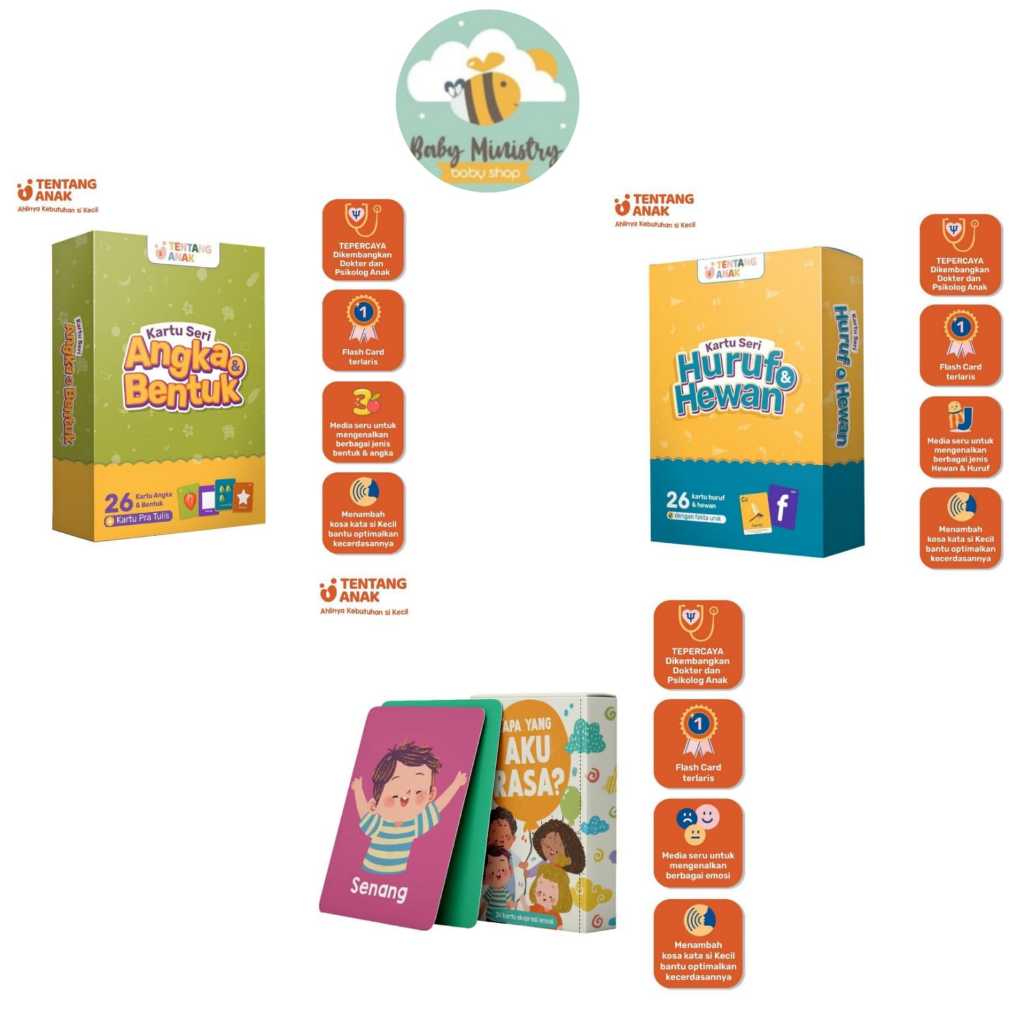 Tentang Anak - Flashcard Angka & Bentuk | Huruf & Hewan l Mainan Kartu Edukasi Anak 1-2 tahun / Angk