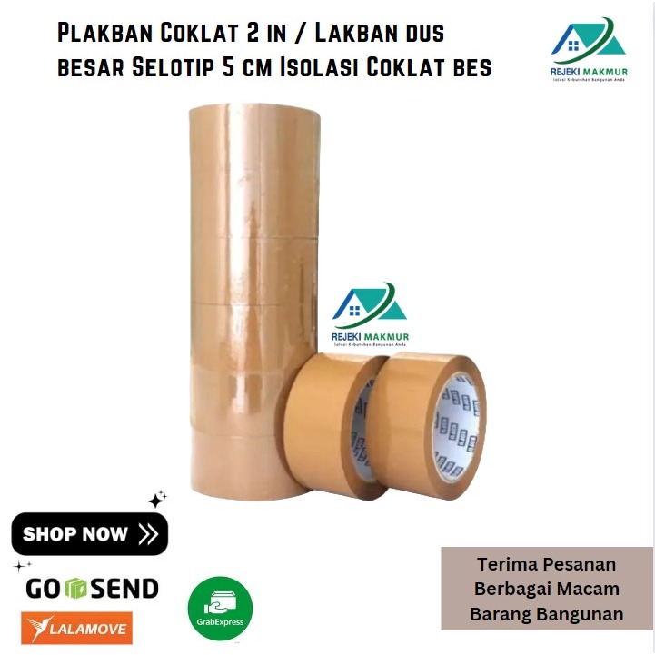 

Plakban Coklat 2 in / Lakban dus besar Selotip 5 cm Isolasi Coklat bes