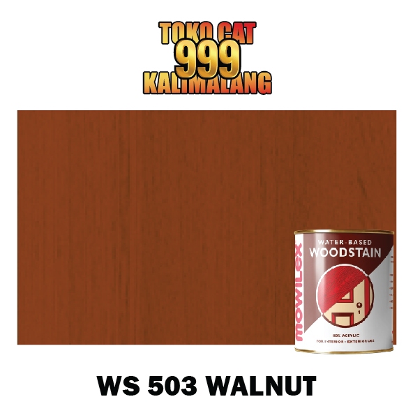 Cat Politur Kayu Water Based Mowilex Woodstain Warna Walnut 503 Kaleng 1 Liter