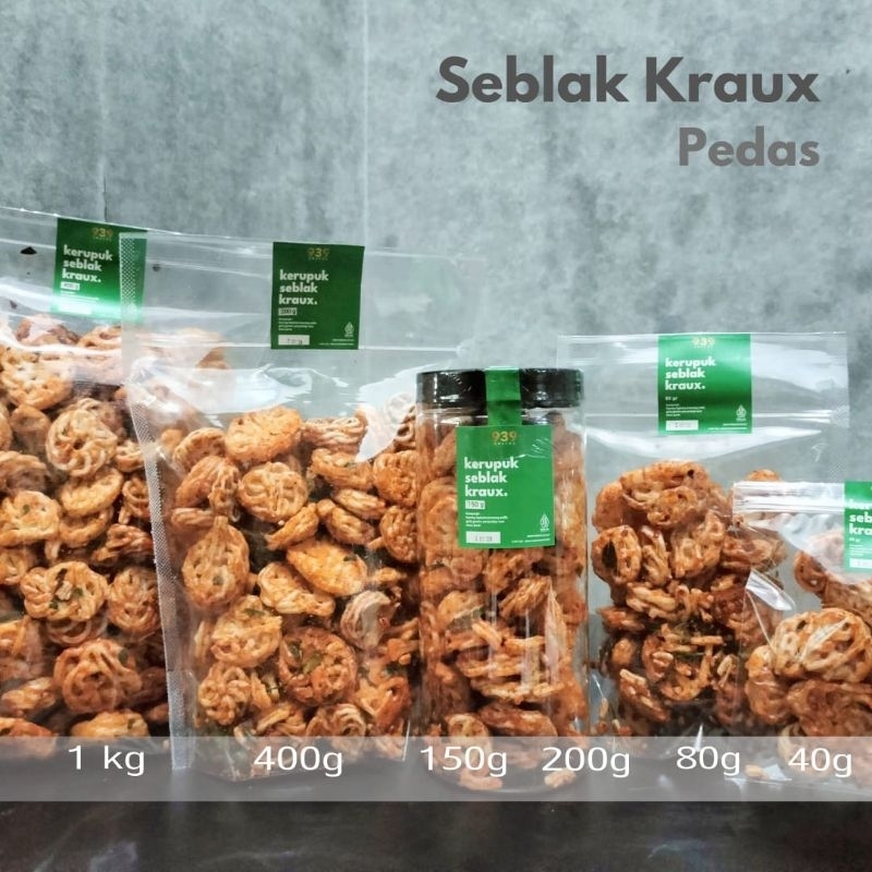 

kerupuk seblak kraux pedas ukuran 400gr dan 1kg rasa ori dan pedas