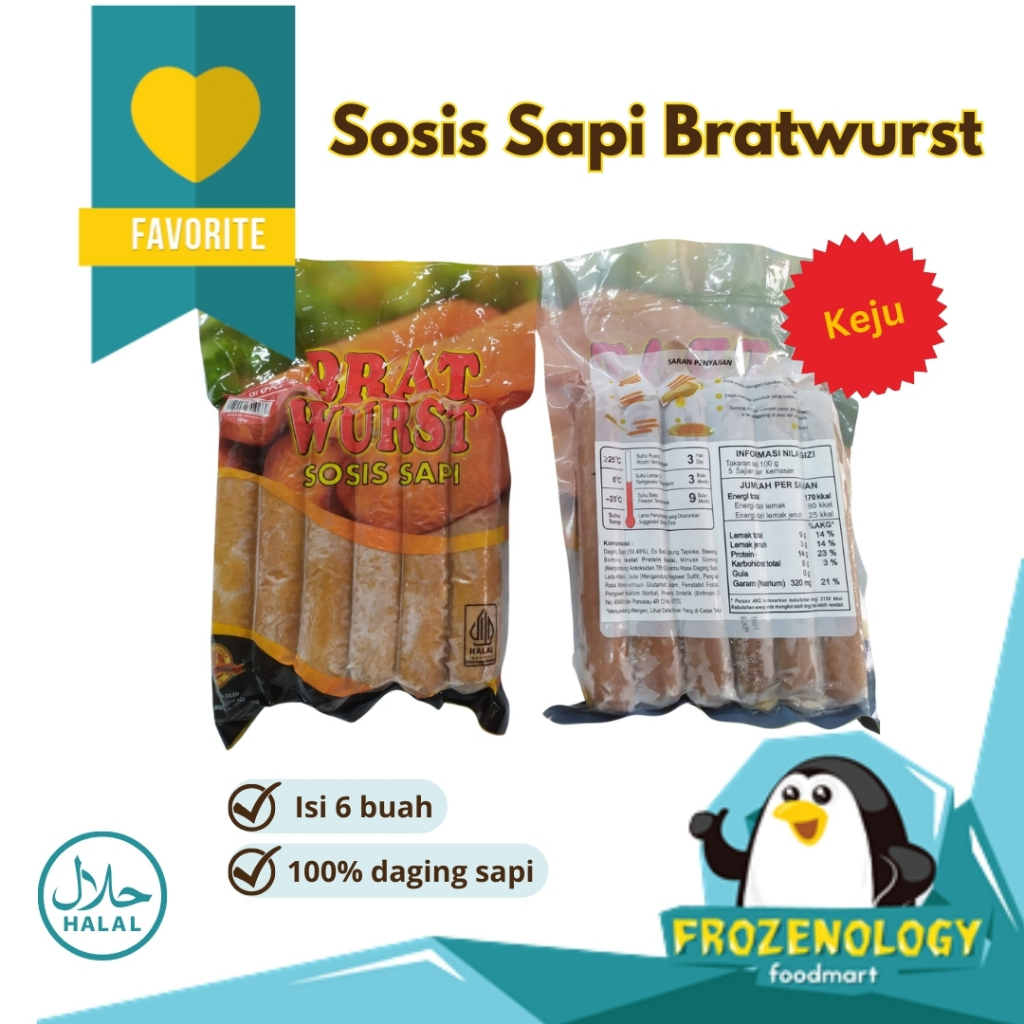 

Keju Sosis Sapi Bratwurst Bakar Beef Sausage King Food Cheese Sausages