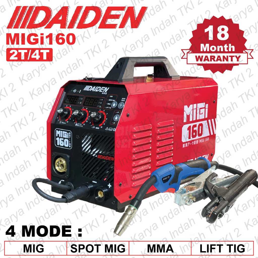 Mesin Las DAIDEN MIGi160 MIG MAG 160 A Welding Machine 160A Flux Core Tanpa Gas CO2 SS Besi Aluminiu