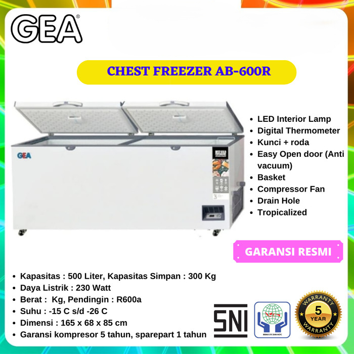 CHEST FREEZER GEA 2 PINTU KAPASITAS 500 LITER AB-600R