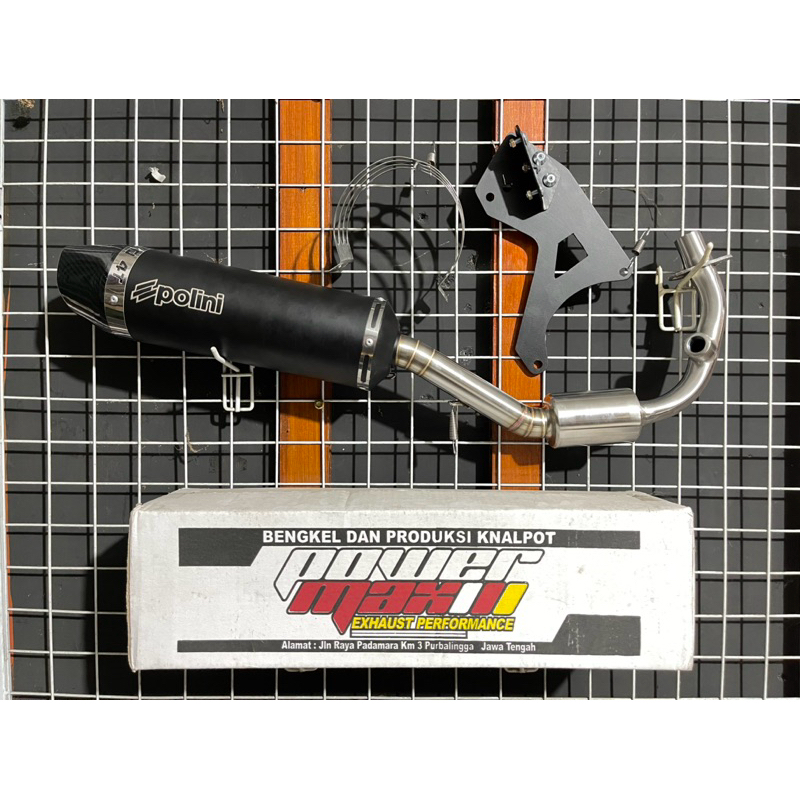 Knalpot Polini EVO 4T Vespa Matic Hitam Coating Full System PNP