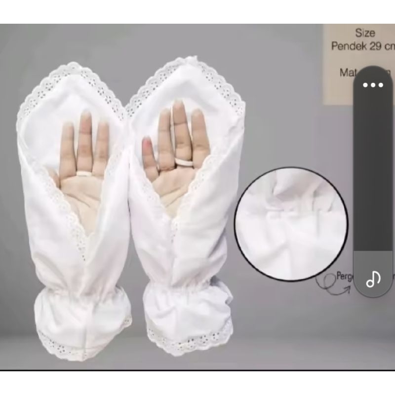 PERLENGKAPAN HAJI DAN UMROH//SARUNG TANGAN IHROM WANITA//SARUNG TANGAN IHROM WARNA HITAm/ PUTIH UMRO