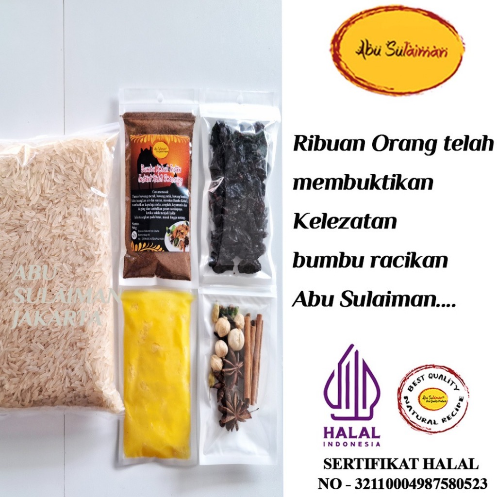 

Paket Acara! PAKET BERAS BASMATI BUMBU MINYAK SAMIN & KISMIS EKTRA REMPAH bisa buat 12-14 porsi / Paket Acara Beras Basmati Kebuli Abu Sulaiman