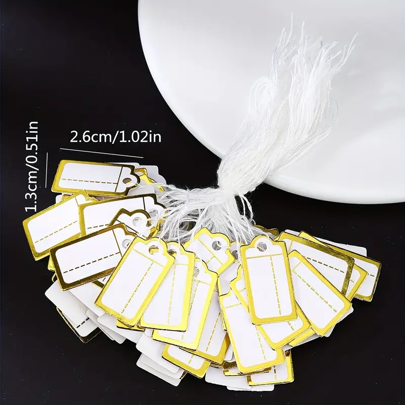 

ghg Isi pcs Tag With Hanging String Label Perhiasan Putih List Gold/Silver