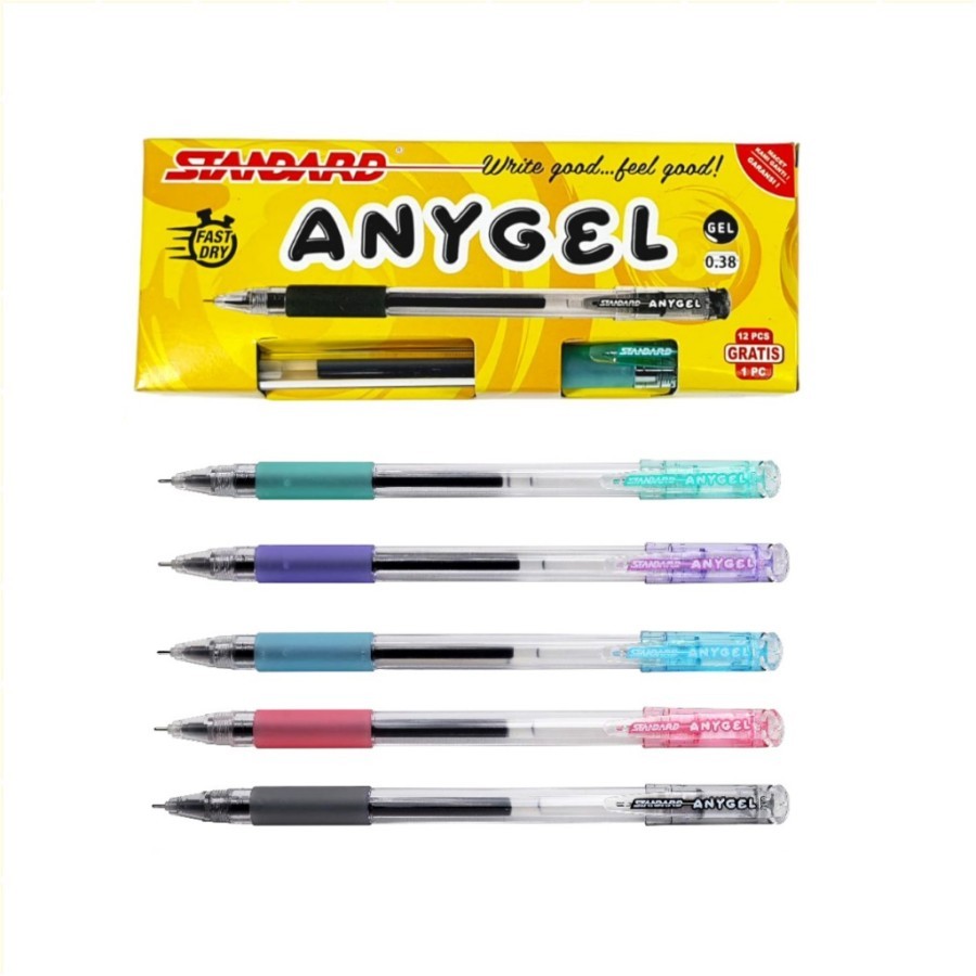 

1 LSN/ 12 PCS Standard Pen - Any Gel 0.38 - Gel (Pulpen, Pena)