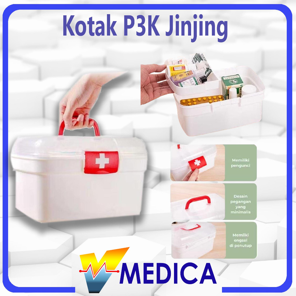 Kotak Penyimpanan Obat / Kotak P3k / First Aid Kit Box 2 Tingkat / Kotak P3k Jinjing