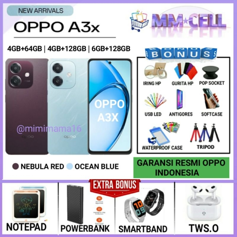 OPPO A3X RAM 4/64 GB | OPPO A3 X 4/128 GB | A3X 6/128 GB GARANSI RESMI OPPO INDONESIA