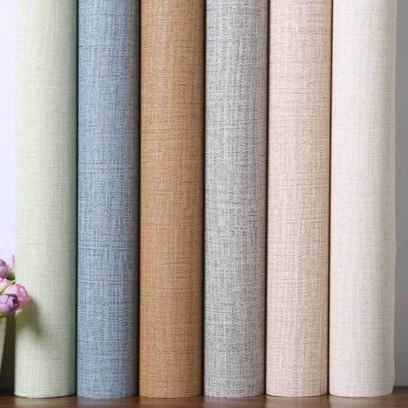 MURAH MERIAH Wallpaper Foam Serat Linen Wallpaper Dinding Bahan Tebal Foam XPE Anti Air