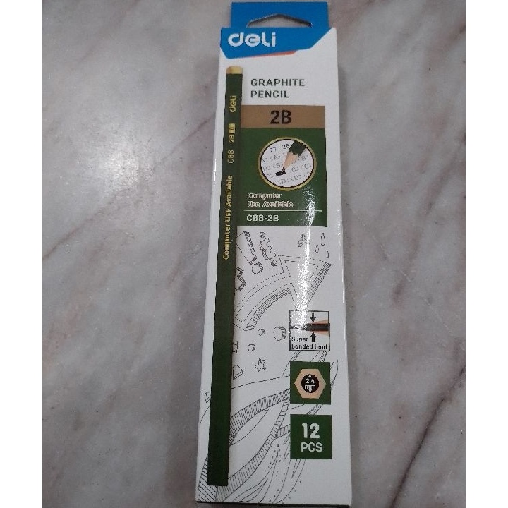 

BARU RESTOK Pensil Kayu Pencil Deli 2B C88 Hijau 12 Pcs Original
