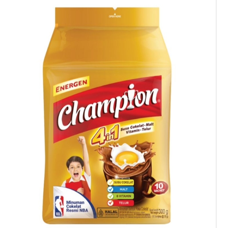 

Energen Champion Minuman Sereal Bubuk rasa cokelat 10 sachet x 30 gram