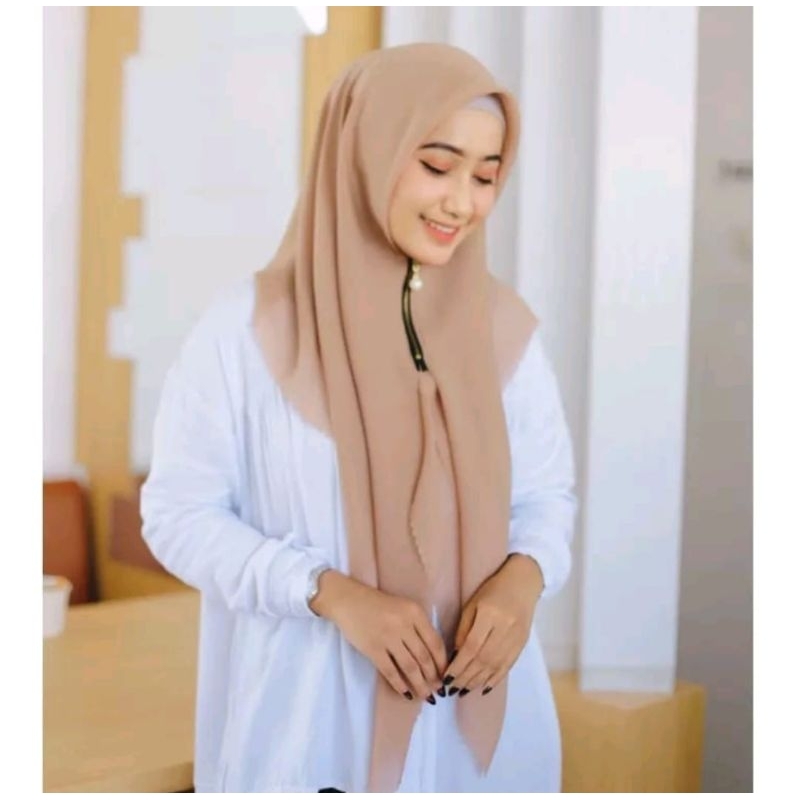 hijab instan zipper segi empat resleting