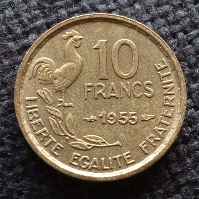 Koin Kuno Prancis 10 Francs Ayam Jago 1950-1958 (tahun acak) | Koin Asing Mancanegara