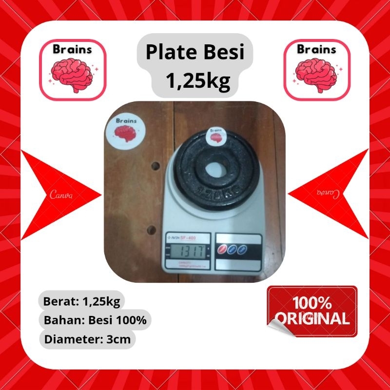 Brains plate dumbell barbel besi Cor 1,25kg/2,5kg/5kg termurah cod Malang jawa timur alat fitness ol