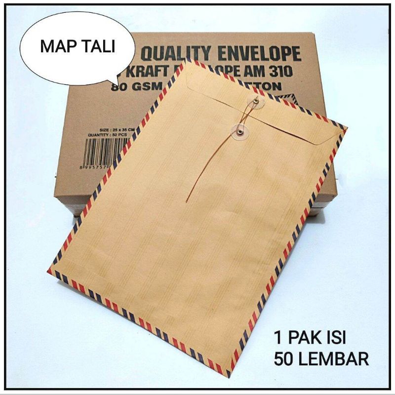 

1 Pak Map Coklat Tali 310 Folio Isi 50 Pcs