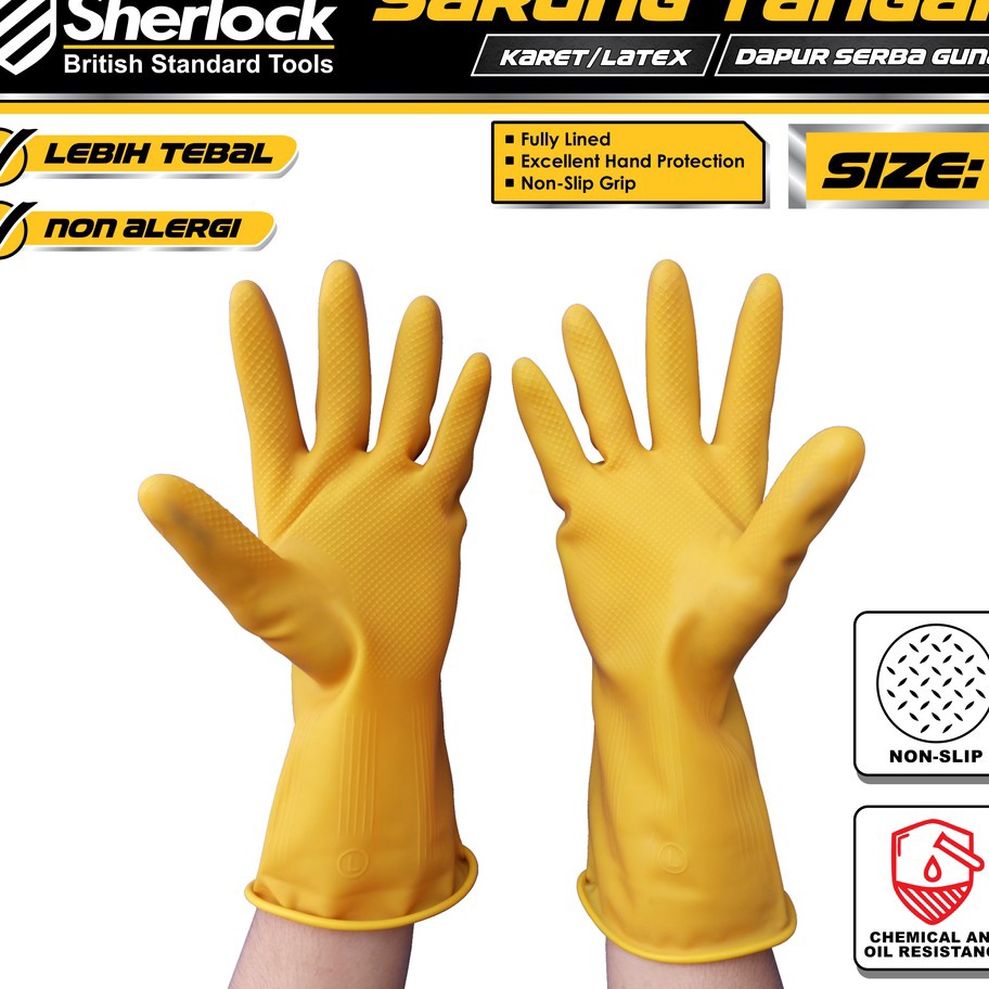 KI3 Sherlock Sarung Tangan Karet Industrial Grade Premium Latex size L 85 gram