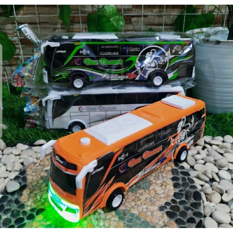 MAINAN ANAK MURAH BUS TELOLET BASURI PULLBACK NYALA DAN BUNYI