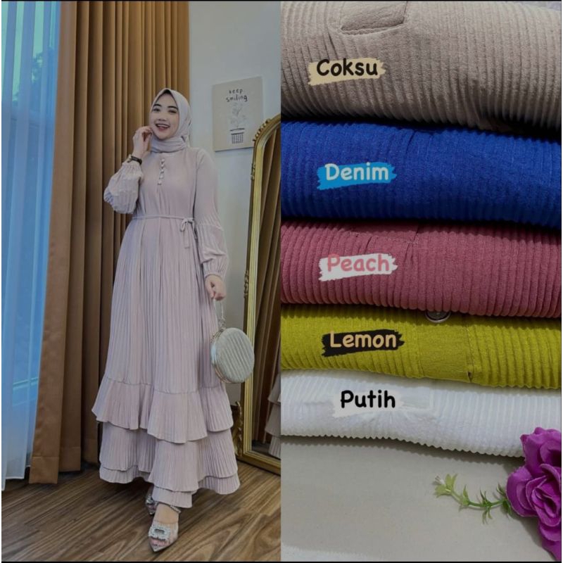 GAMIS PLISKET SUSUN UMPAK MEWAH/PRILI DRESS