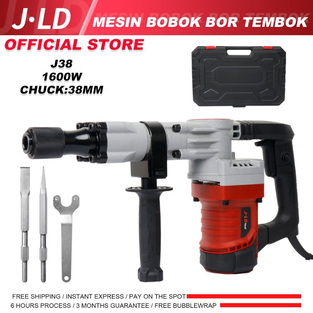 JLD Mesin Bobok Bor Tembok JX38 JX-38 1600W Mesin Rotary Hammer Impact Jack hammer Drill Bor Palu