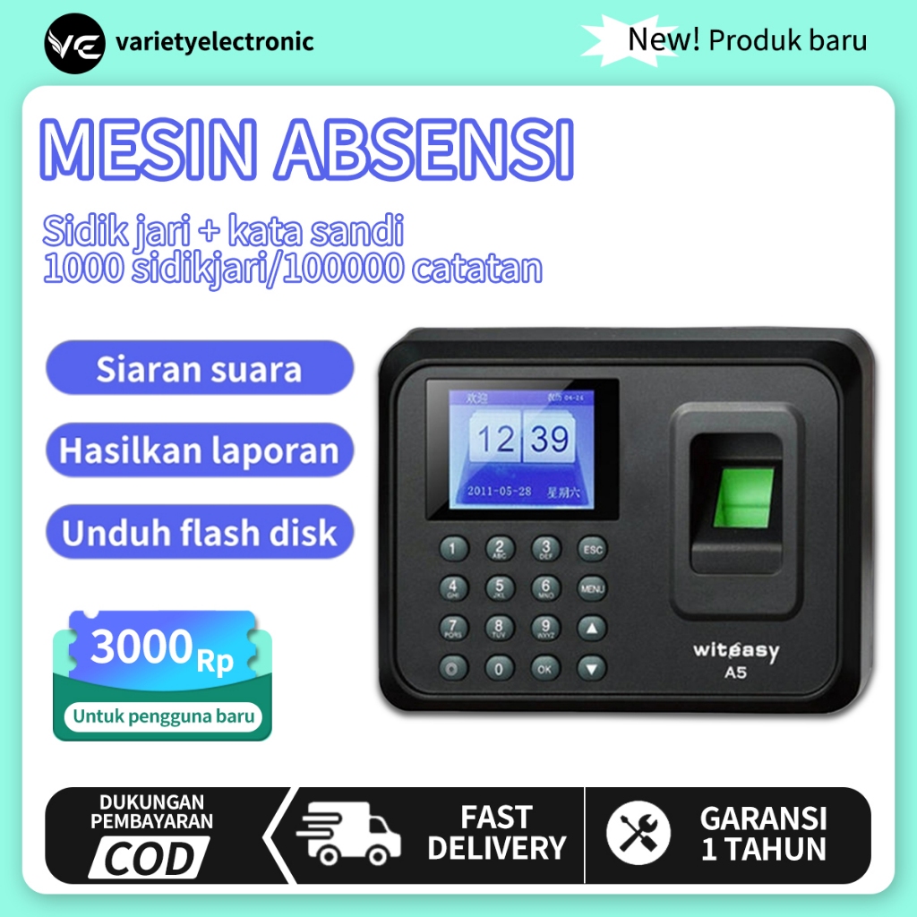 Mesin Absensi Sidik Jari + Deteksi Wajah 1000 Sidik Jari Mesin Absensi Mesin Absensi Sidik Jari Biom