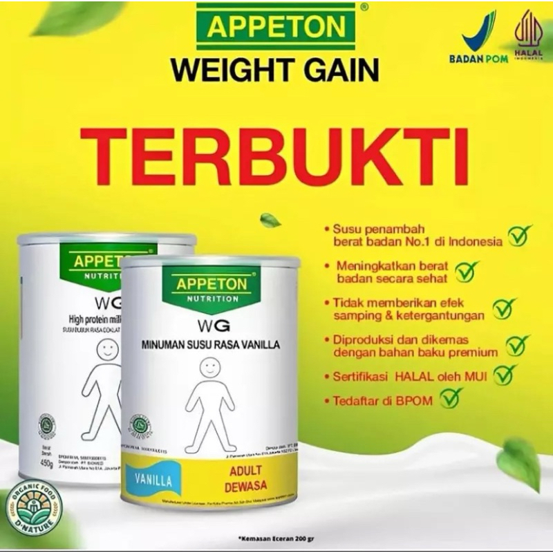 

SUSU APPETON PENAMBAH BERAT BADAN 200GR