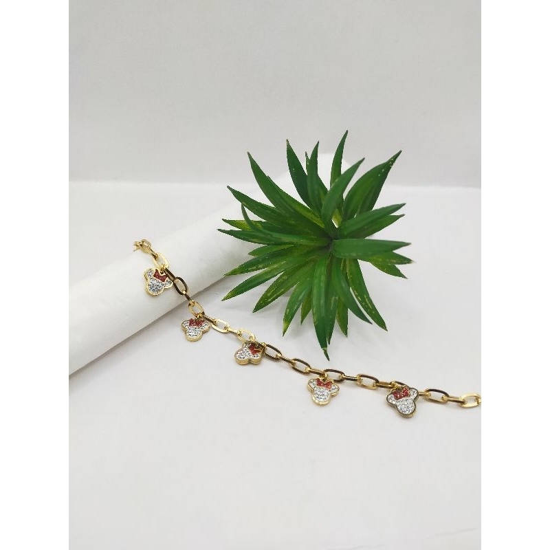 Gelang rantai mickey mouse titanium