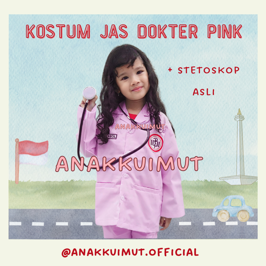 [ANAKKUIMUT] JAS DOKTER WARNA PINK ANAK - BAJU DOKTER WARNA PINK ANAK LENGKAP MAINAN STETOSKOP ASLI