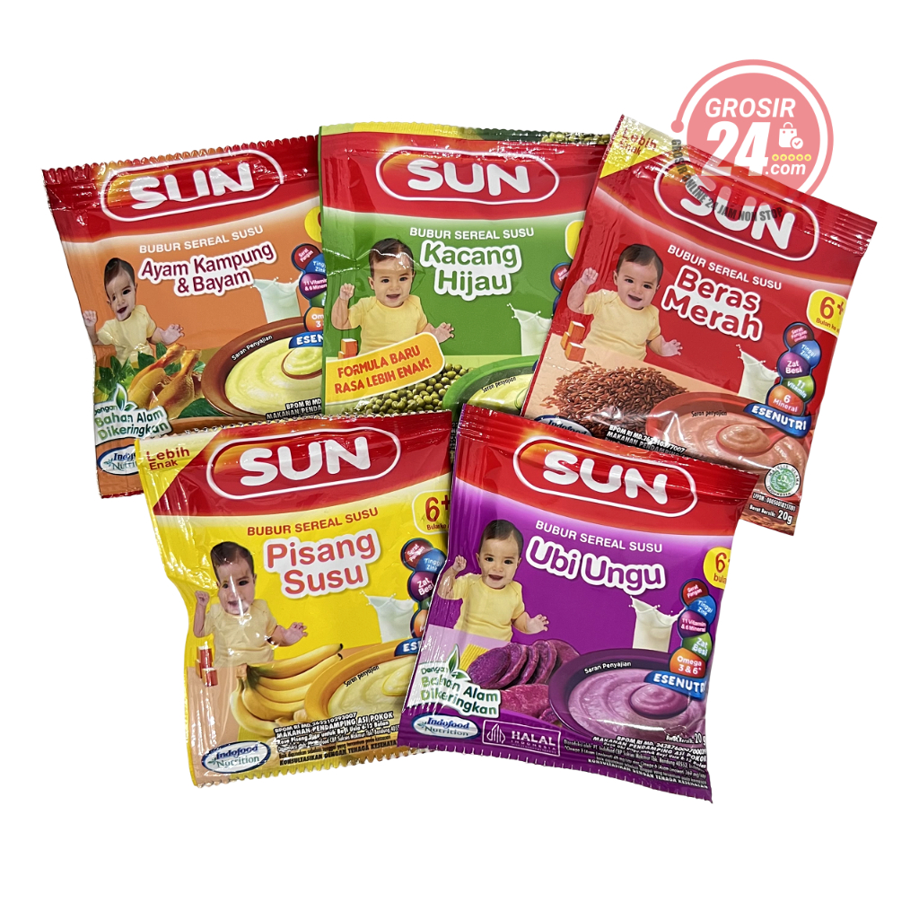 GROSIR24 - SUN Bubur Sereal Susu Netto 20 gr, MPASI Makanan Bayi Indofood Nutrition, Rasa Ayam Kampu
