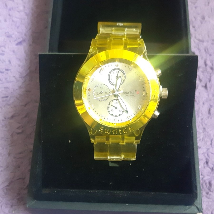 Jam Tangan Arloji Pria Yellow Shiny Swatch Krepyak