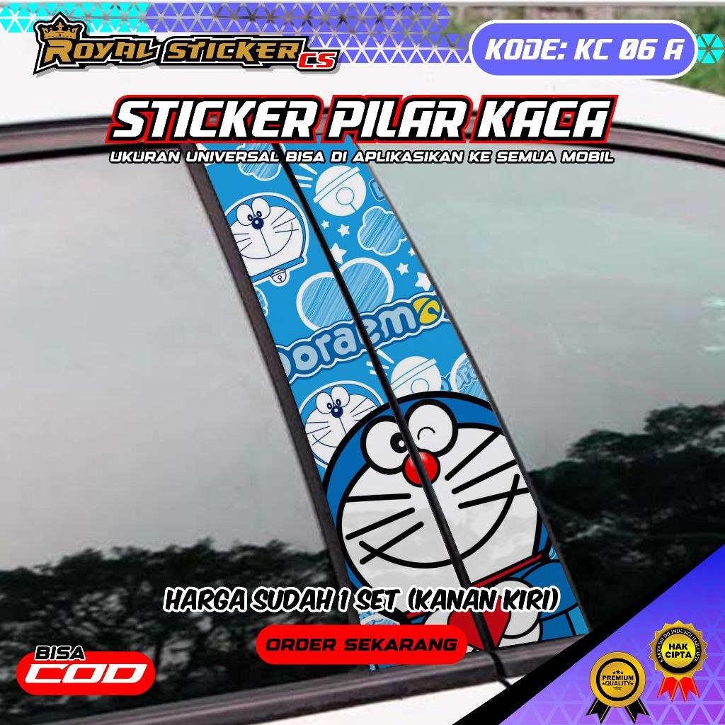 DECAL STIKER PILAR KACA MOTIF DORAEMON COCOK UNTUK SEMUA JENIS MOBIL - KC 06