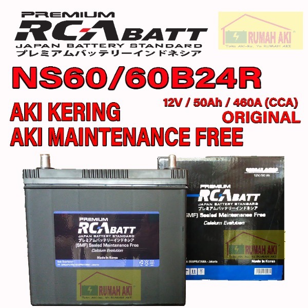 Aki Mobil RCA BATT NS60/60B24R/Aki Kering/Aki MF/Avanza/Starlet/Xenia/Gran Max/Carry/Escudo/Vitara