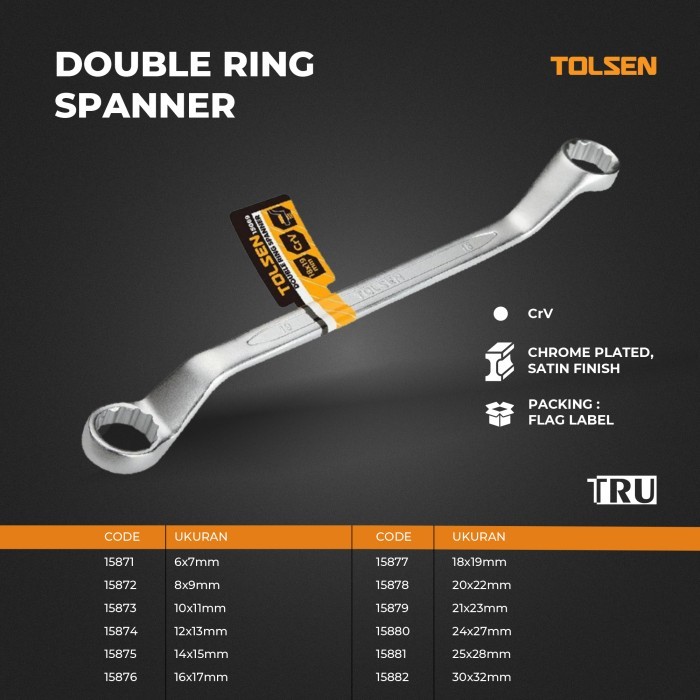 TOLSEN Kunci Pas Ring Ganda Double Spanner Crv - 15871-15876