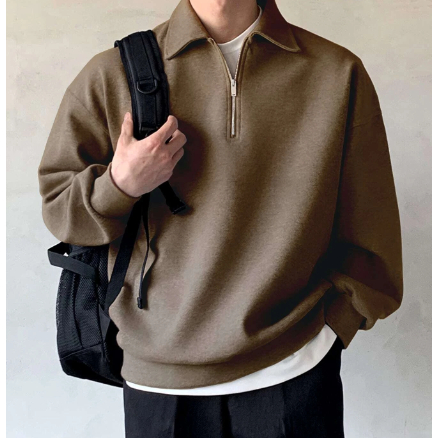 new sweater rugby basic polos sweater basic kerah resleting sweater pria wanita