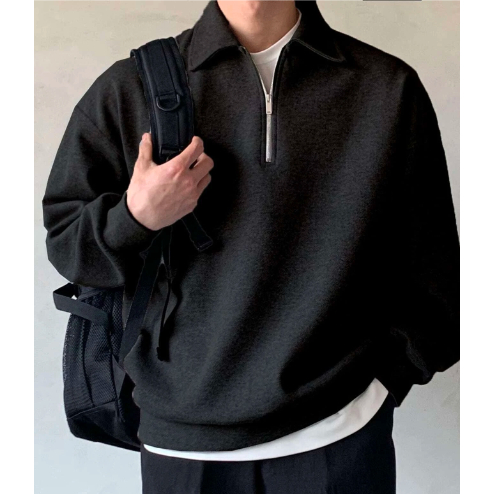 New Product Sweater Rugby Basic Polos Sweater Basic Kerah Resleting Sweater Pria Wanita