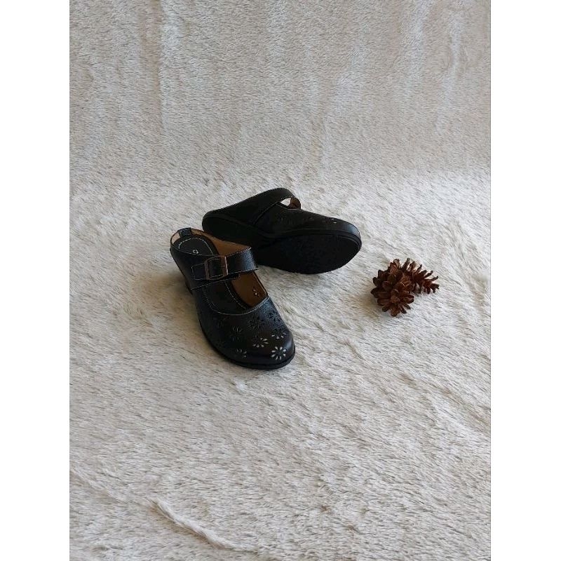 Sandal Sepatu Wanita Selop Hak 5cm gesper