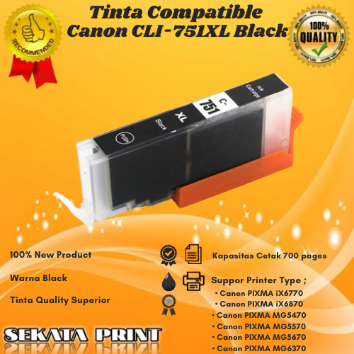 Tinta Cartridge Compatible Canon 751XL Black For Canon PIXMA iX6770 IX6870