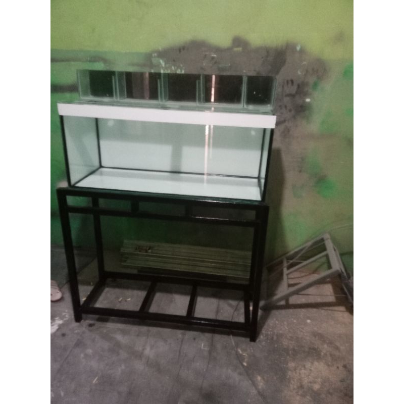 pake akuarium fullset 100x40x40 kaca 8mili