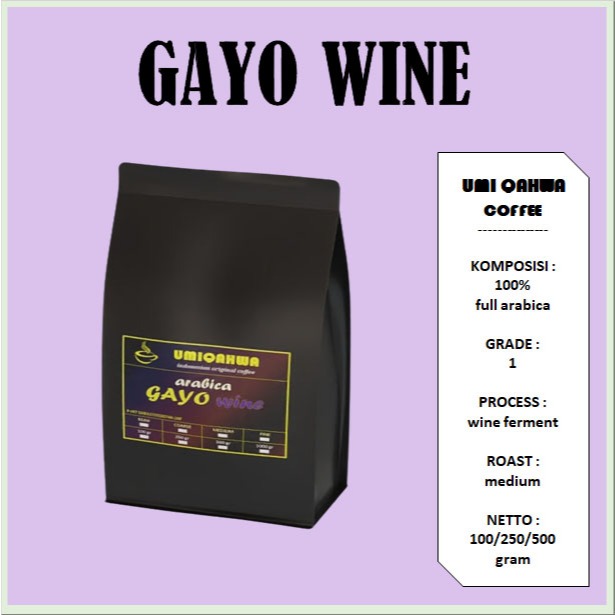 

Kopi GAYO WINE Arabica 100/250/500 Gram Kopi Murni G1 Aceh UMI QAHWA