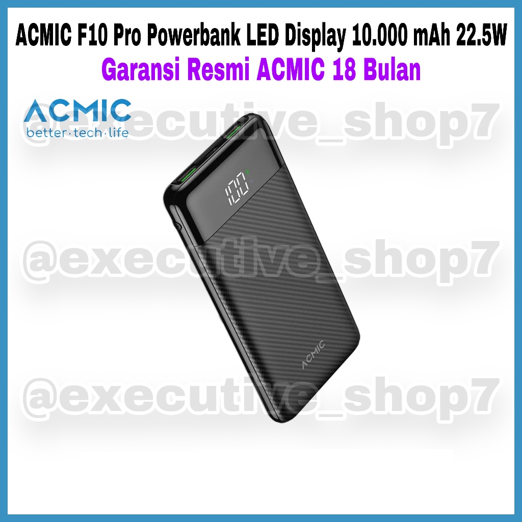 ACMIC F10 Pro Powerbank LED Display 10.000 mAh 22.5W - Garansi Resmi ACMIC 18 Bulan