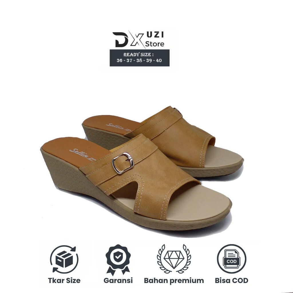 Sandal Wanita Casual Ibu Ibu | Sendal Wedges Selop Cewek Original