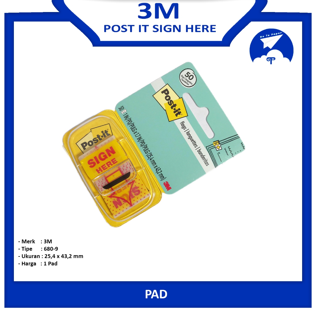 

3M - Post It Sign Here 680-9 25,4mm x 43,2mm - Pad