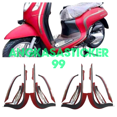 sticker striping body motor honda scoopy stylish 2022 merah