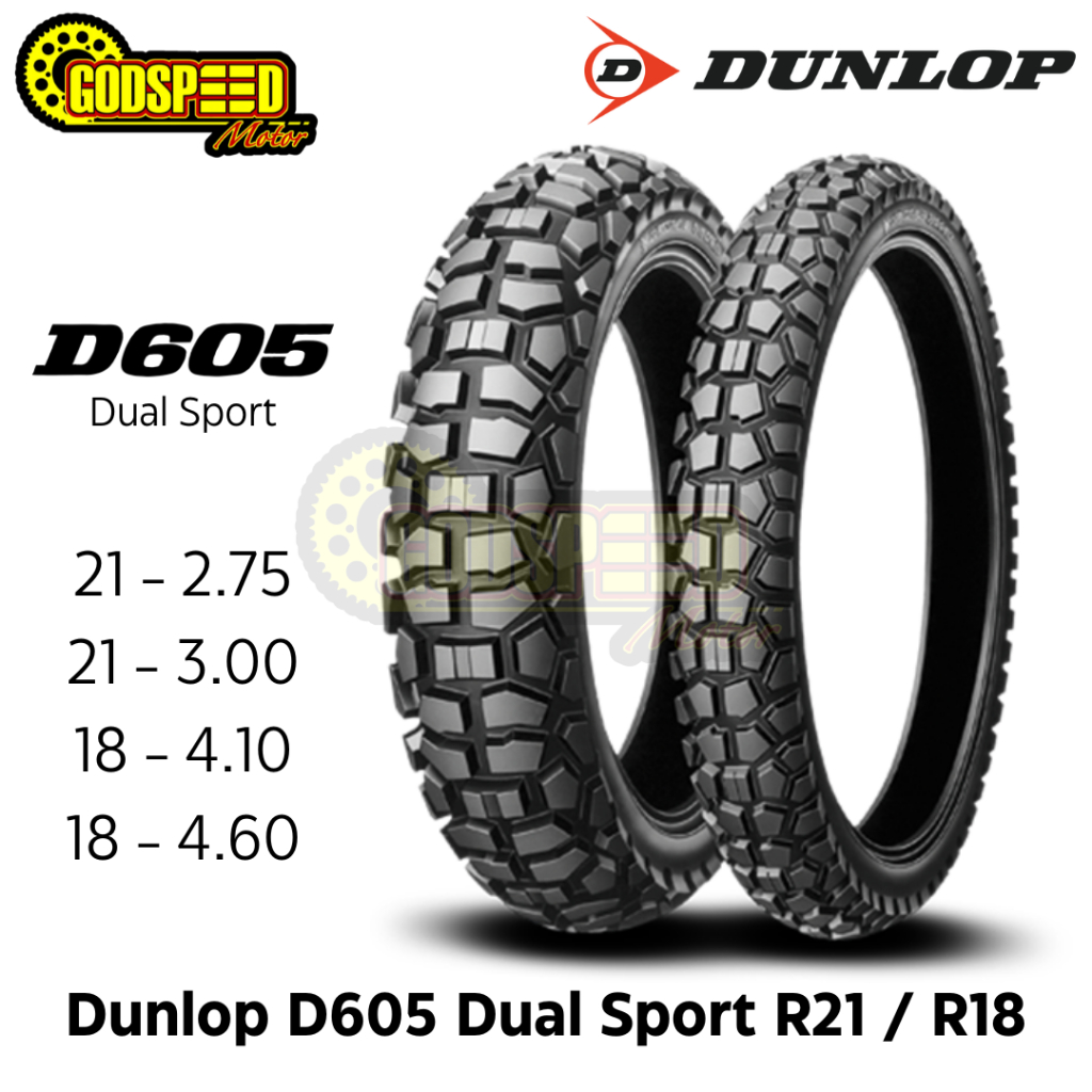 Ban Luar Terabas Trail Motocross Dunlop D605 Dual Purpose Ring 21 Ring 18 2.75 3.00 4.10 4.60 KLX CR