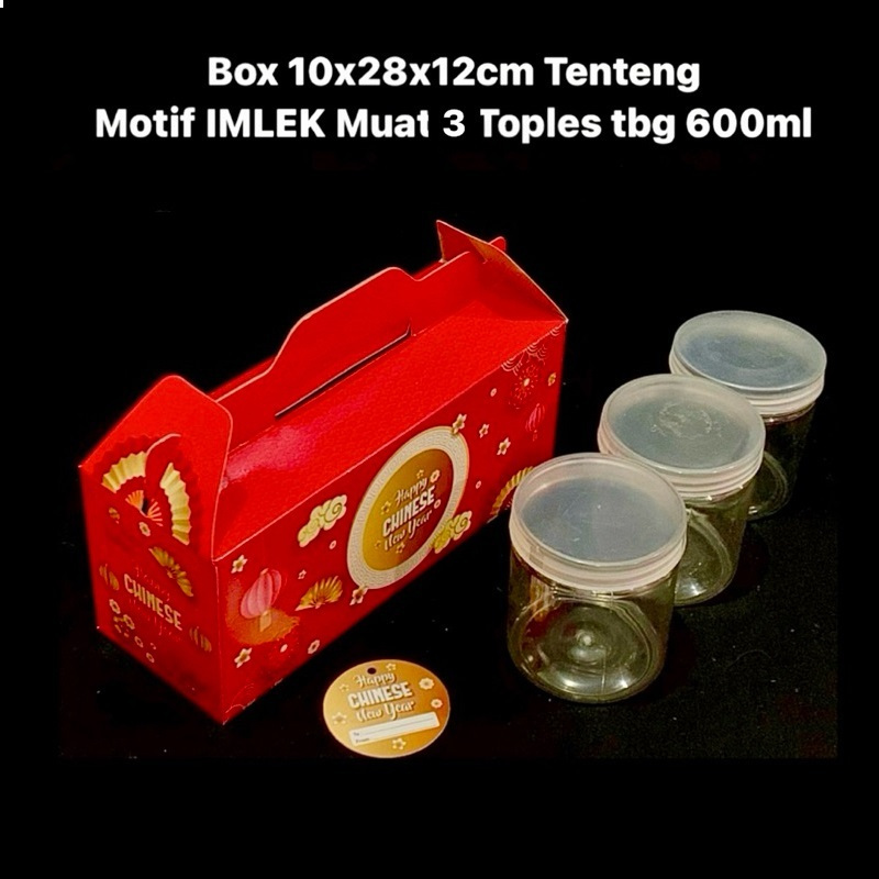 

( 5 pcs ) Kotak Box Jinjing Hampers Imlek Dus Tenteng 10x28x12 cm Muat 3 Toples Tabung 600ml