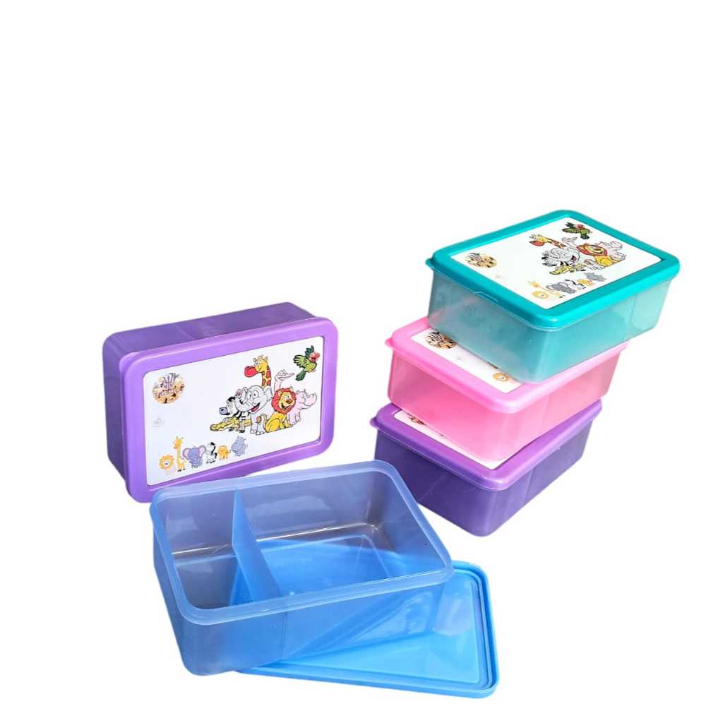 Tempat Makan Souvenir Ulang Tahun / Lunch Box RAINBOW MURAH  Sekat 2 / MISTONG OMPRONG